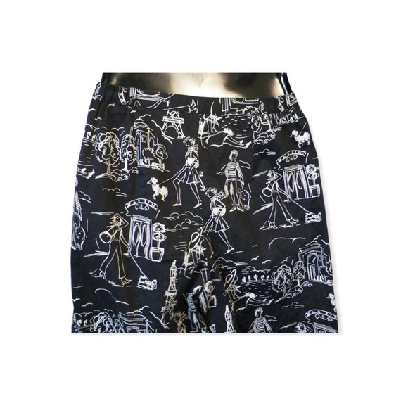 4/$25 Mechant High Rise Capri Pants Womens Size S 4-6 W27 Paris Dog Artsy Black - Picture 10 of 12